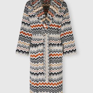 Bernard bathrobe in cotton terry with zigzag pattern (Multicoloured)