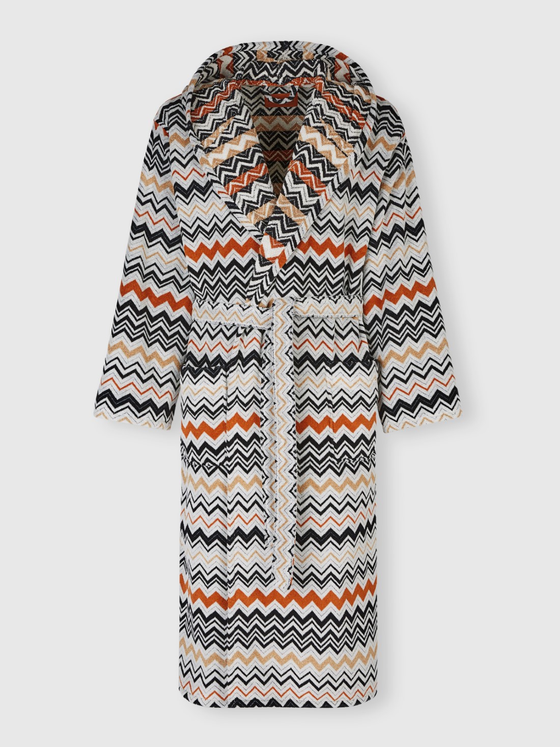 Bernard bathrobe in cotton terry with zigzag pattern (Multicoloured)