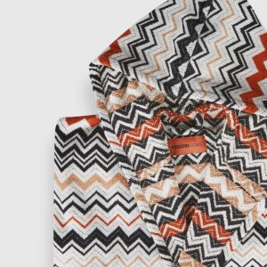 Bernard bathrobe in cotton terry with zigzag pattern (Multicoloured)