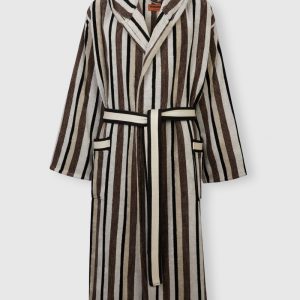 Craig striped cotton terry bathrobe (Black & White)\