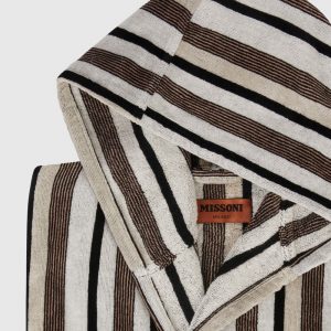 Craig striped cotton terry bathrobe (Black & White)