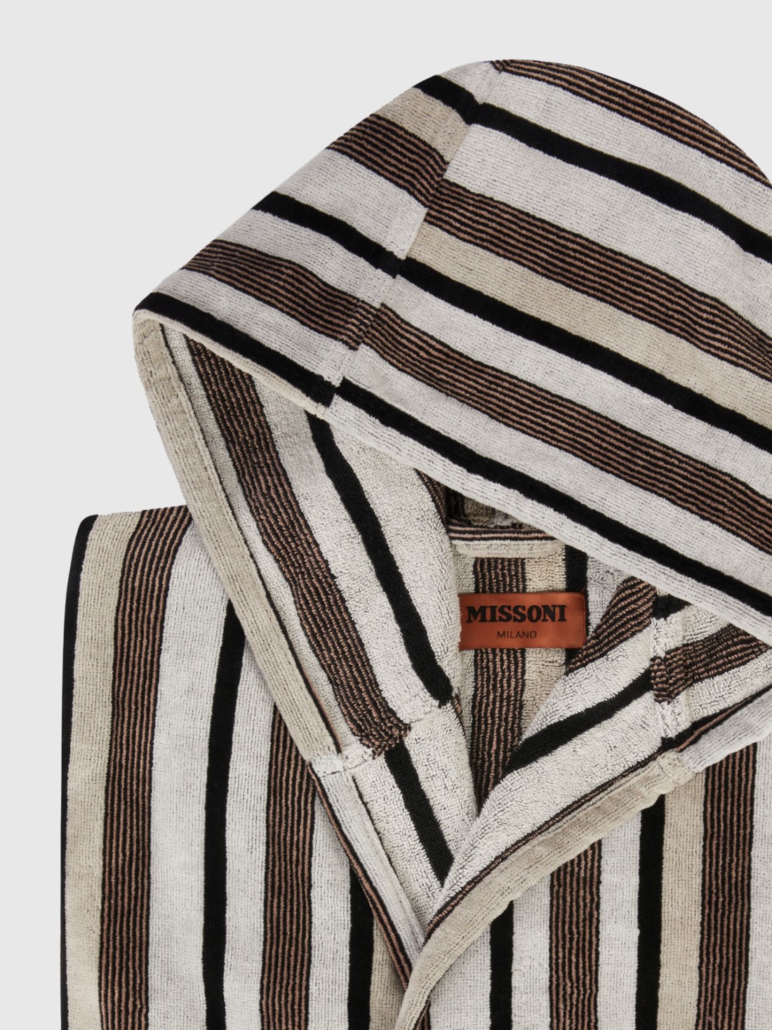 Craig striped cotton terry bathrobe (Black & White)