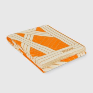 Nastri 135x190 cm wool, cashmere and silk plaid blanket (Orange)