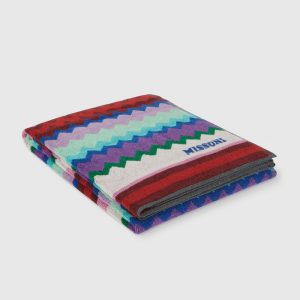 100x180 cm Chantal chevron cotton terry beach towel (Multicoloured)