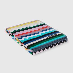 Carlie 100x180 cm chevron cotton terry beach towel (Multicoloured)