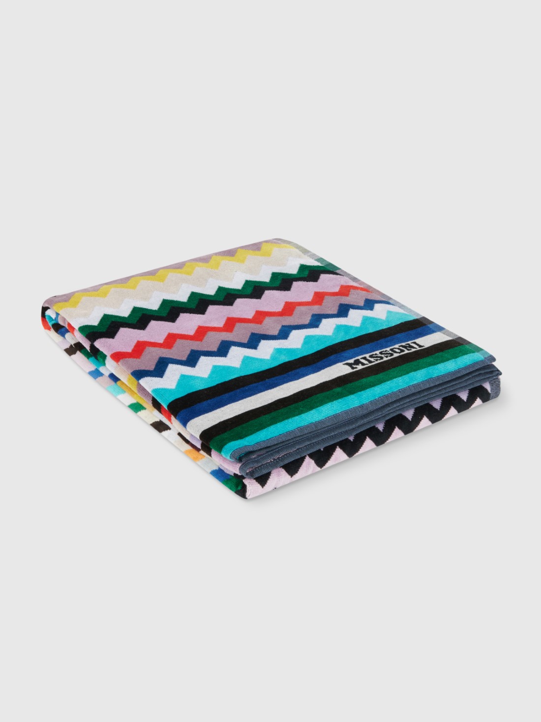 Carlie 100x180 cm chevron cotton terry beach towel (Multicoloured)