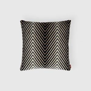 Ziggy 40x40 cm viscose blend zigzag cushion (Black & White)