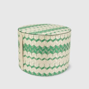 Tread 40x30 cm cylindrical pouffe with 3D effect chevron (Multicoloured)