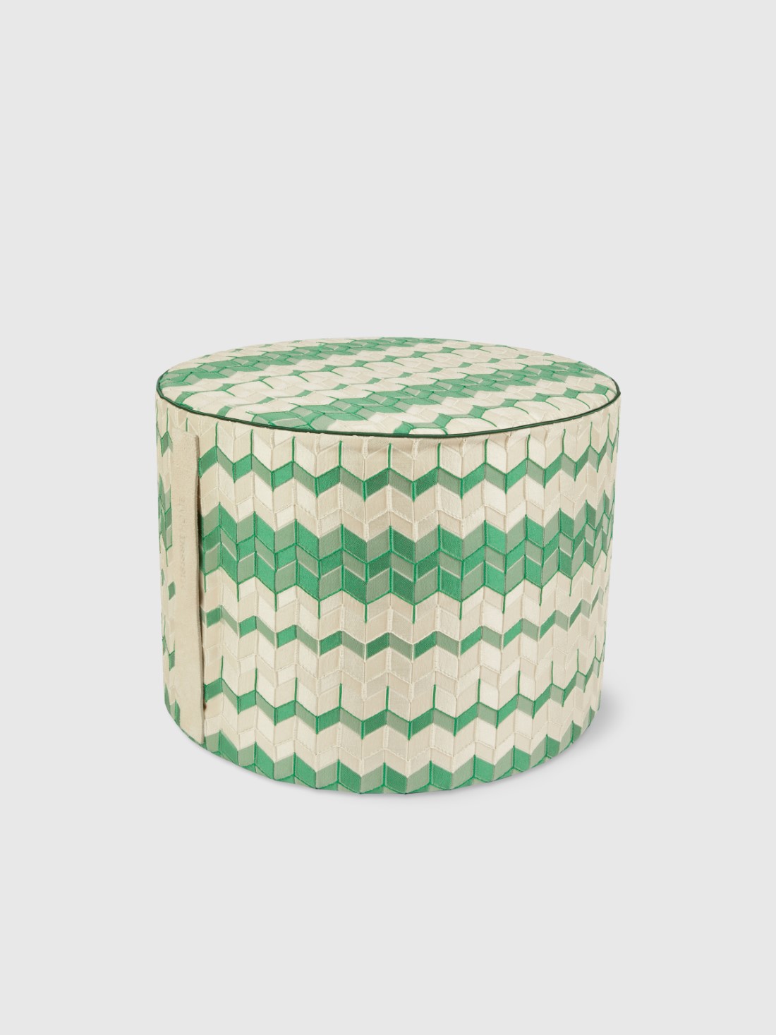 Tread 40x30 cm cylindrical pouffe with 3D effect chevron (Multicoloured)