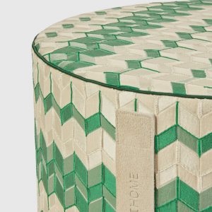 Tread 40x30 cm cylindrical pouffe with 3D effect chevron (Multicoloured)