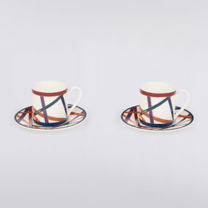 Nastri Set of 2 coffee cups & saucers (Multicoloured)