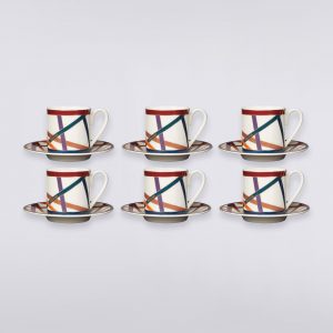 Nastri Set of 6 coffee cups & saucers (Multicoloured)