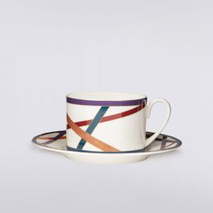 Nastri Set of 2 tea cups & saucers (Multicoloured)