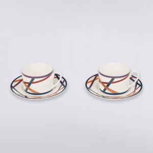 Nastri Set of 2 tea cups & saucers (Multicoloured)