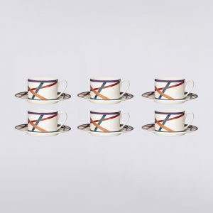 Nastri Set of 6 tea cups & saucers (Multicoloured)