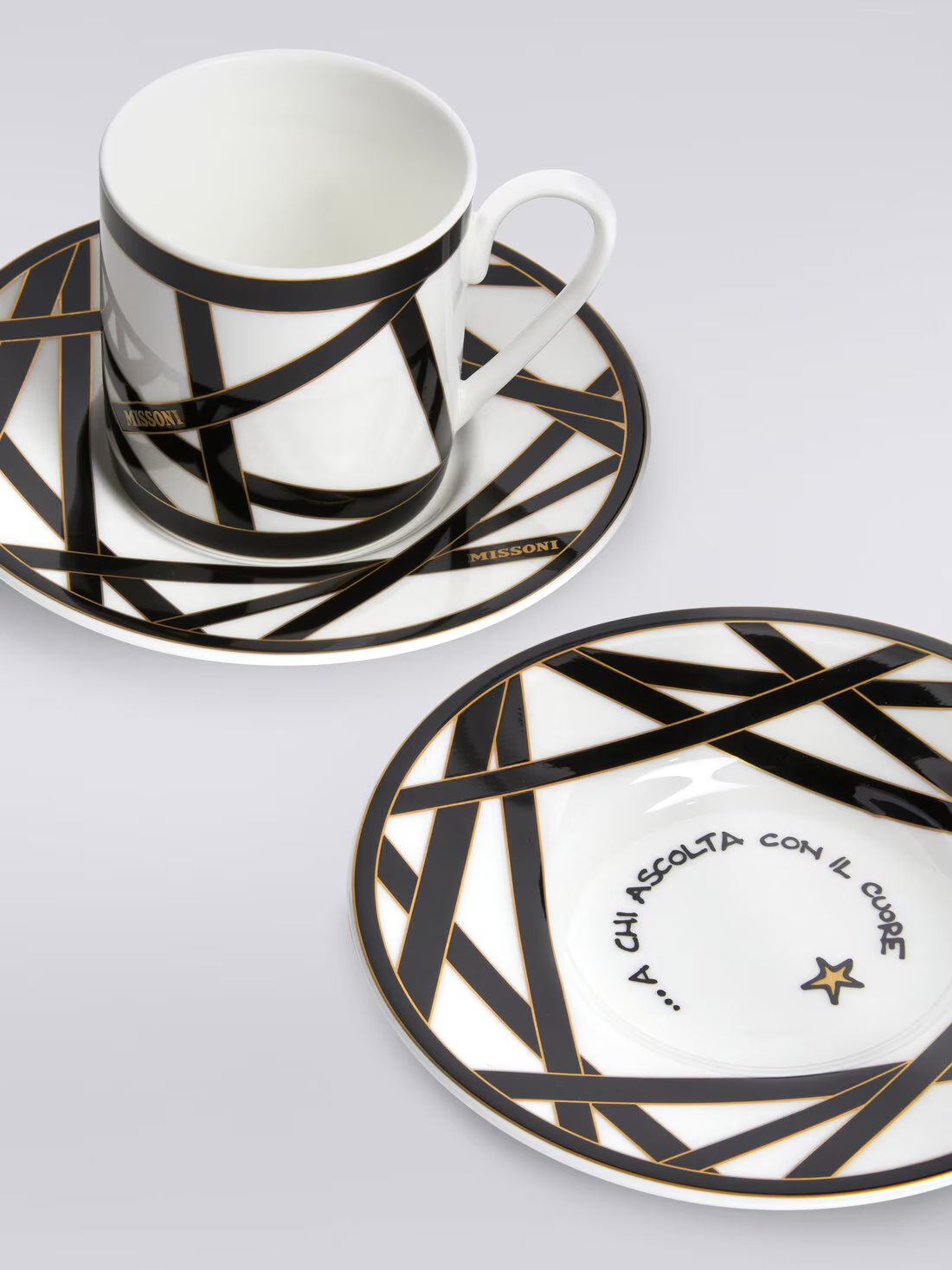 Missoni x Suonare Stella coffee cup and saucer set (Black & Multicoloured)