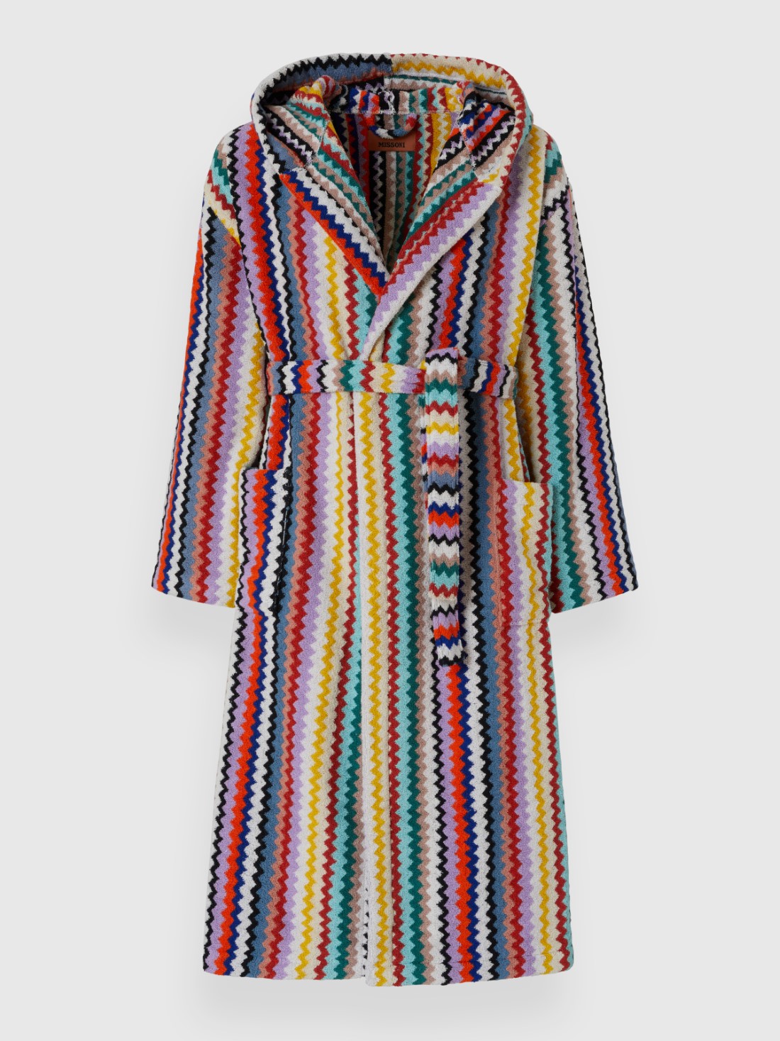 Riverbero bathrobe in cotton terry with zigzag pattern (Multicoloured)