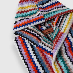 Riverbero bathrobe in cotton terry with zigzag pattern (Multicoloured)