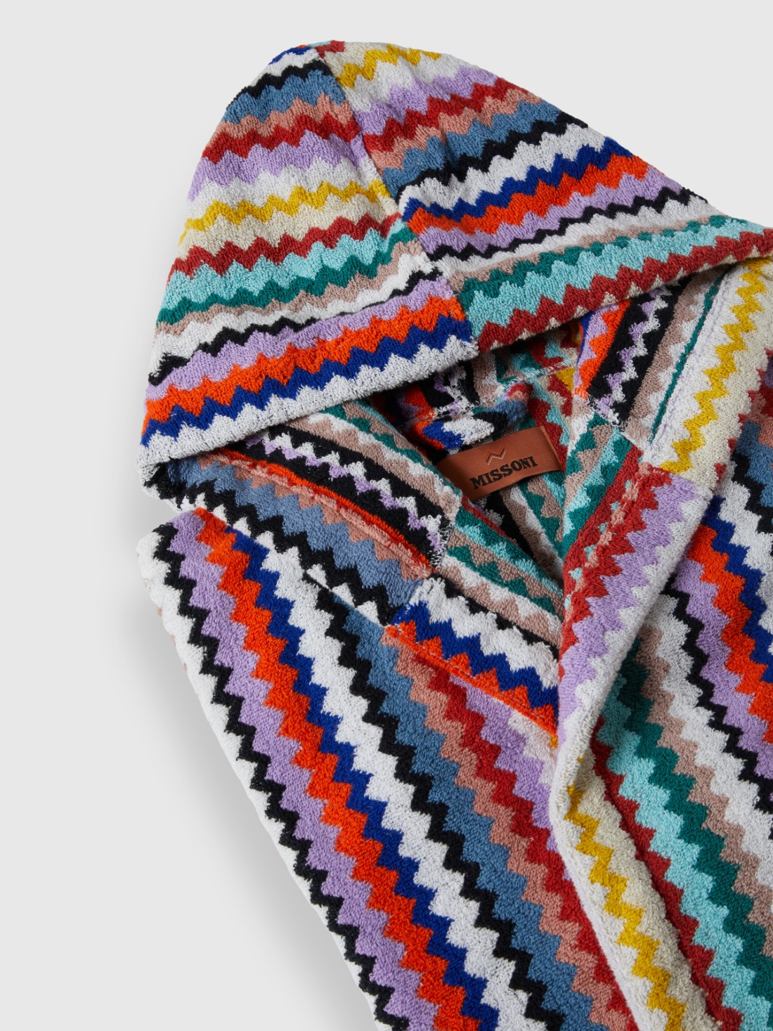 Riverbero bathrobe in cotton terry with zigzag pattern (Multicoloured)