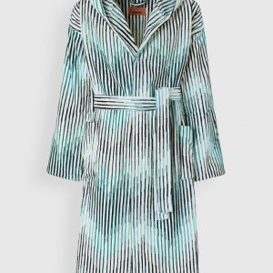 Arpeggio bathrobe in slub cotton terry (Turquoise)