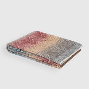 Marea 130x190 cm wool plaid blanket with chevron pattern (Multicoloured)