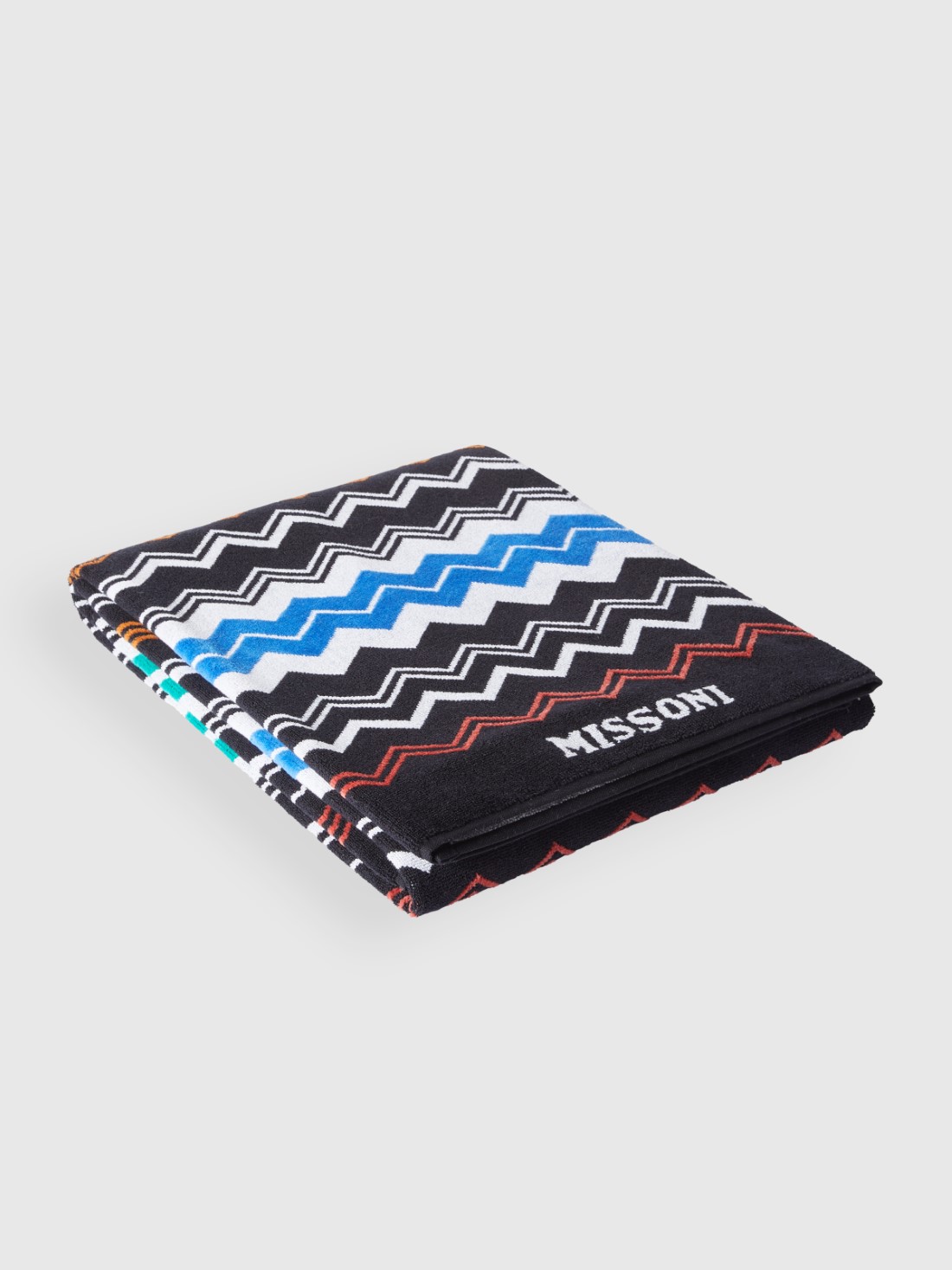 Neoclassic 180x100 cm beach towel in zigzag cotton terry (Black)