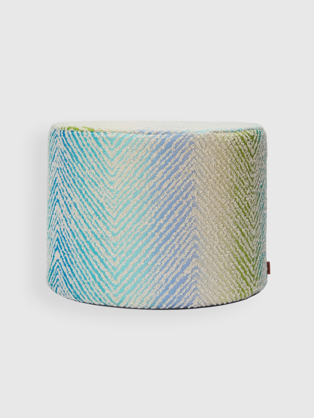 Island 40x30 cm cylindrical outdoor pouffe zigzag bouclé (Turquoise Multicoloured)