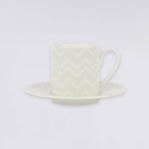 Zigzag White Set of 2 coffee cups & saucers (White)