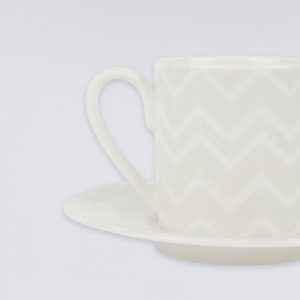 Zigzag White Set of 2 coffee cups & saucers (White)