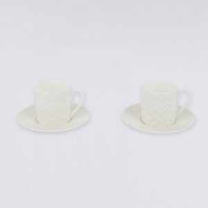 Zigzag White Set of 2 coffee cups & saucers (White)