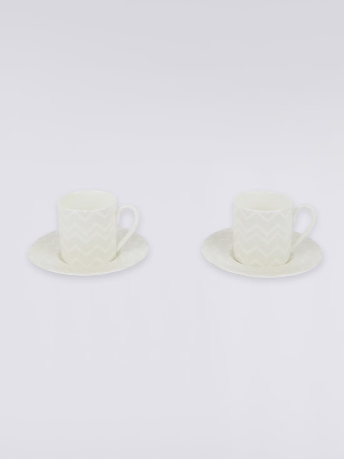 Zigzag White Set of 2 coffee cups & saucers (White)