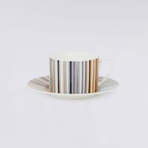 Stripes Jenkins Set of 2 tea cups & saucers (White)