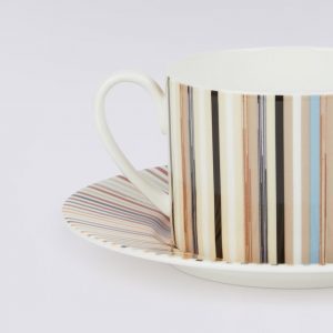 Stripes Jenkins Set of 2 tea cups & saucers (White)