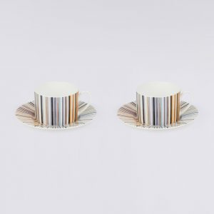 Stripes Jenkins Set of 2 tea cups & saucers (White)