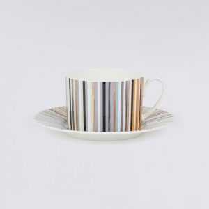 Stripes Jenkins Set of 6 tea cups & saucers (White)