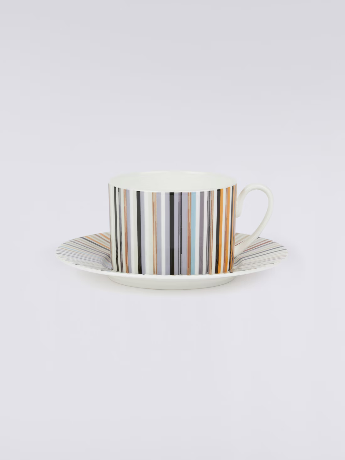 Stripes Jenkins Set of 6 tea cups & saucers (White)