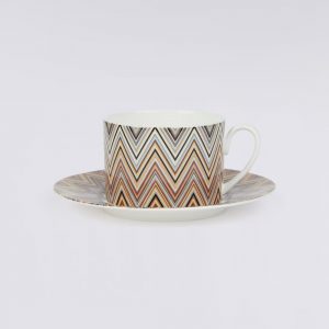 Zigzag Jarris Set of 6 tea cups & saucers (White)