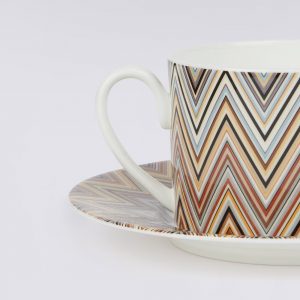 Zigzag Jarris Set of 6 tea cups & saucers (White)