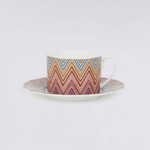 Zigzag Jarris Set of 6 tea cups & saucers (Red)