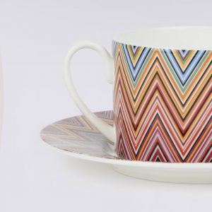 Zigzag Jarris Set of 6 tea cups & saucers (Red)