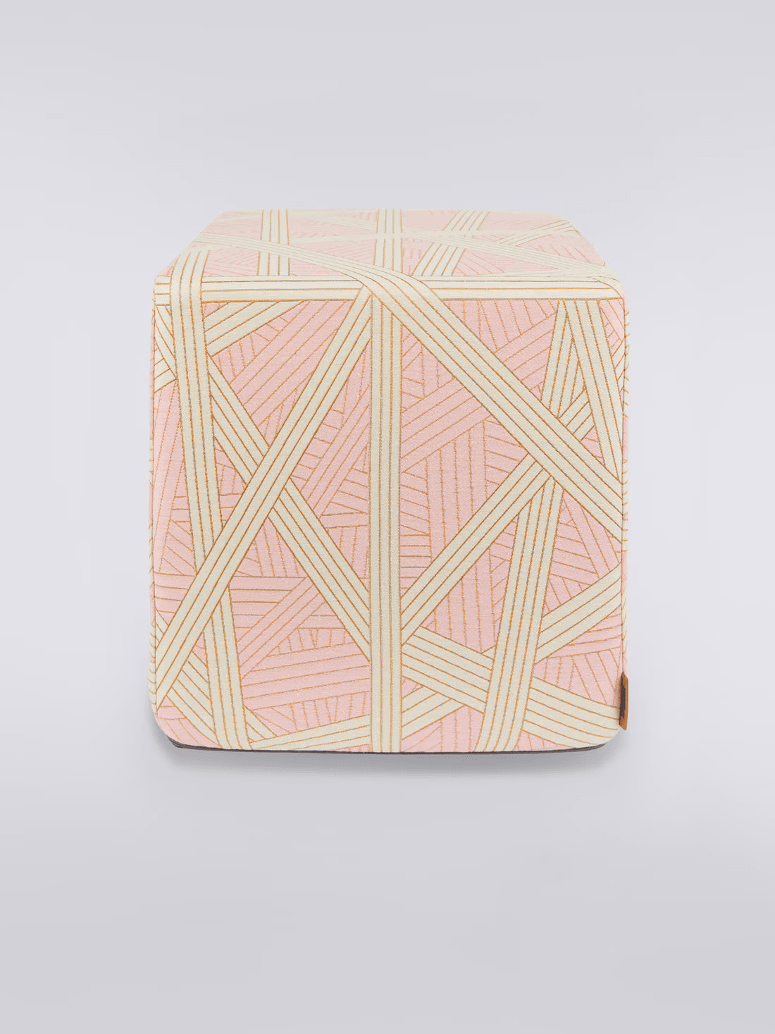 Nastri 40x40x40 cm footstool cube with contrasting stitching (Pink)