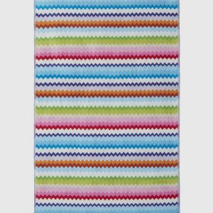 Beach towel 100x180 cm Riverbero in zig zag cotton terry (Pink & Multicoloured)